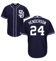 Youth Majestic San Diego Padres #24 Rickey Henderson Authentic Navy Blue Alternate 1 Cool Base MLB Jersey
