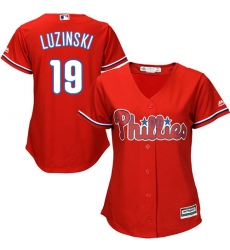 Women's Majestic Philadelphia Phillies #19 Greg Luzinski Authentic Red Alternate Cool Base MLB Jersey