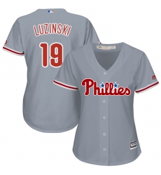 Women's Majestic Philadelphia Phillies #19 Greg Luzinski Replica Grey Road Cool Base MLB Jersey