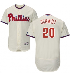 Men's Majestic Philadelphia Phillies #20 Mike Schmidt Cream Alternate Flex Base Authentic Collection MLB Jersey