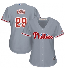 Women's Majestic Philadelphia Phillies #29 John Kruk Replica Grey Road Cool Base MLB Jersey