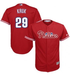 Youth Majestic Philadelphia Phillies #29 John Kruk Authentic Red Alternate Cool Base MLB Jersey