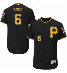 Men's Majestic Pittsburgh Pirates #6 Starling Marte Black Alternate Flex Base Authentic Collection MLB Jersey