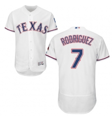 Men's Majestic Texas Rangers #7 Ivan Rodriguez White Flexbase Authentic Collection MLB Jersey