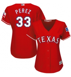 Women's Majestic Texas Rangers #33 Martin Perez Replica Red Alternate Cool Base MLB Jersey