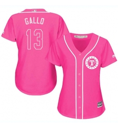 Women's Majestic Texas Rangers #13 Joey Gallo Replica Pink Fashion Cool Base MLB Jersey
