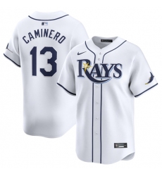 Men's Tampa Bay Rays #13 Junior Caminero White 2024 Home Limited Stitched Baseball Jersey