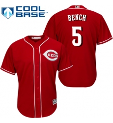 Youth Majestic Cincinnati Reds #5 Johnny Bench Authentic Red Alternate Cool Base MLB Jersey