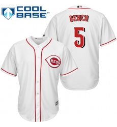 Youth Majestic Cincinnati Reds #5 Johnny Bench Authentic White Home Cool Base MLB Jersey