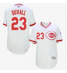 Men's Majestic Cincinnati Reds #23 Adam Duvall White Flexbase Authentic Collection Cooperstown MLB Jersey