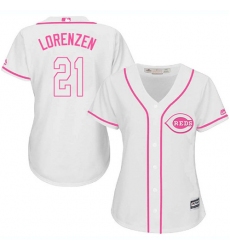Women's Majestic Cincinnati Reds #21 Michael Lorenzen Authentic White Fashion Cool Base MLB Jersey