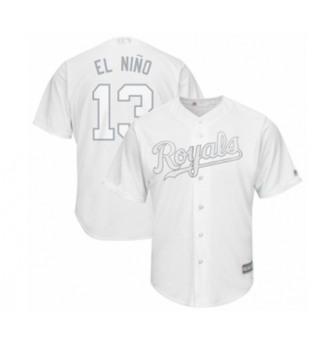 Men's Kansas City Royals #13 Salvador Perez  El Nino Authentic White 2019 Players Weekend Baseball Jersey
