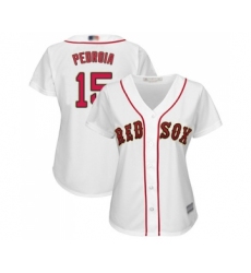 Women's Boston Red Sox #15 Dustin Pedroia Authentic White 2019 Gold Program Cool Base Baseball Jersey