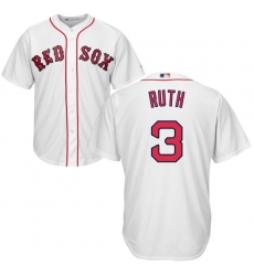 Youth Majestic Boston Red Sox #3 Babe Ruth Authentic White Home Cool Base MLB Jersey
