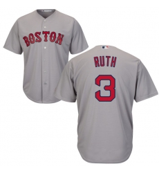 Youth Majestic Boston Red Sox #3 Babe Ruth Replica Grey Road Cool Base MLB Jersey