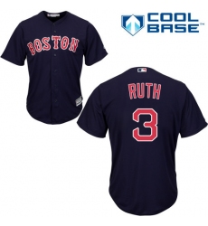 Youth Majestic Boston Red Sox #3 Babe Ruth Replica Navy Blue Alternate Road Cool Base MLB Jersey