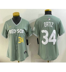 Women's Boston Red Sox #34 David Ortiz Light Green 2025 City Connect Player Name Limited Jersey