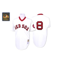 Men's Mitchell and Ness Boston Red Sox #8 Carl Yastrzemski Authentic White Throwback MLB Jersey