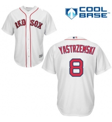Youth Majestic Boston Red Sox #8 Carl Yastrzemski Authentic White Home Cool Base MLB Jersey