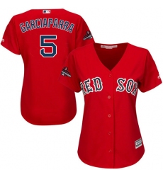 Women's Majestic Boston Red Sox #5 Nomar Garciaparra Authentic Red Alternate Home 2018 World Series Champions MLB Jersey