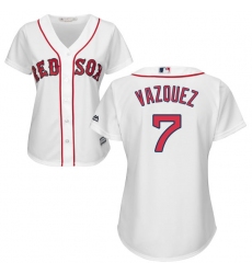Women's Majestic Boston Red Sox #7 Christian Vazquez Replica White Home MLB Jersey
