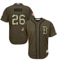 Men's Majestic Boston Red Sox #26 Wade Boggs Authentic Green Salute to Service MLB Jersey