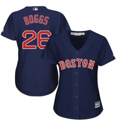 Women's Majestic Boston Red Sox #26 Wade Boggs Authentic Navy Blue Alternate Road MLB Jersey