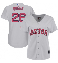 Women's Majestic Boston Red Sox #26 Wade Boggs Replica Grey Road MLB Jersey
