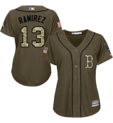 Women's Majestic Boston Red Sox #13 Hanley Ramirez Replica Green Salute to Service MLB Jersey