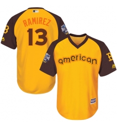 Youth Majestic Boston Red Sox #13 Hanley Ramirez Authentic Yellow 2016 All-Star American League BP Cool Base MLB Jersey