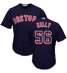 Men's Majestic Boston Red Sox #56 Joe Kelly Authentic Navy Blue Team Logo Fashion Cool Base MLB Jersey