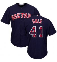 Men's Majestic Boston Red Sox #41 Chris Sale Authentic Navy Blue Team Logo Fashion Cool Base MLB Jersey