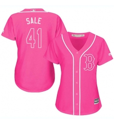 Women's Majestic Boston Red Sox #41 Chris Sale Replica Pink Fashion MLB Jersey