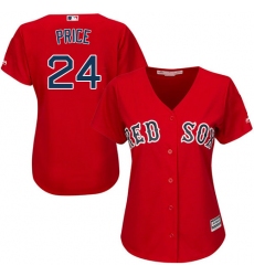 Women's Majestic Boston Red Sox #24 David Price Replica Red Alternate Home MLB Jersey