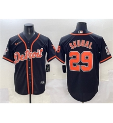 Men's Detroit Tigers #29 Tarik Skubal Black With Cool Base Stitched Baseball Jersey