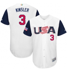 Youth USA Baseball Majestic #3 Ian Kinsler White 2017 World Baseball Classic Authentic Team Jersey