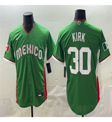 Men's Mexico Baseball #30 Alejandro Kirk Green 2026 World Baseball Classic Home Stadium Stitched Jersey