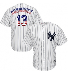 Men's Majestic New York Yankees #13 Alex Rodriguez Replica White USA Flag Fashion MLB Jersey