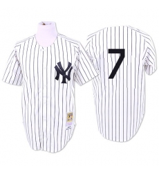 Men's Mitchell and Ness 1951 New York Yankees #7 Mickey Mantle Authentic White Throwback MLB Jersey