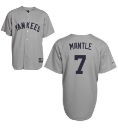 Men's Mitchell and Ness New York Yankees #7 Mickey Mantle Replica Grey Throwback MLB Jersey