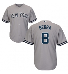 Youth Majestic New York Yankees #8 Yogi Berra Authentic Grey Road MLB Jersey