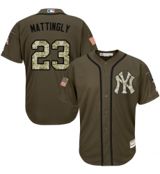 Men's Majestic New York Yankees #23 Don Mattingly Authentic Green Salute to Service MLB Jersey