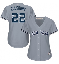 Women's Majestic New York Yankees #22 Jacoby Ellsbury Authentic Grey Road MLB Jersey