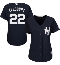 Women's Majestic New York Yankees #22 Jacoby Ellsbury Authentic Navy Blue Alternate MLB Jersey