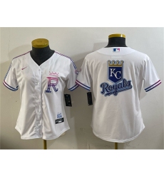 Womens Kansas City Royals Team Big Logo White 2026 City Connect Stadium Stitched Baseball Jersey(Run Small)