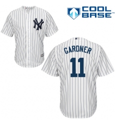 Youth Majestic New York Yankees #11 Brett Gardner Authentic White Home MLB Jersey