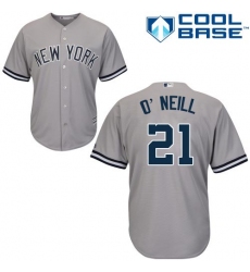 Men's Majestic New York Yankees #21 Paul O'Neill Replica Grey Road MLB Jersey