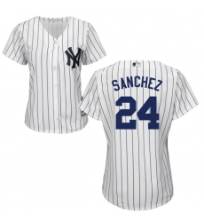Women's Majestic New York Yankees #24 Gary Sanchez Authentic White Home MLB Jersey