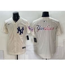 Mens New York Yankees Team Big Logo Cream 2026 Field of Dreams Stadium Stitched Baseball Jersey