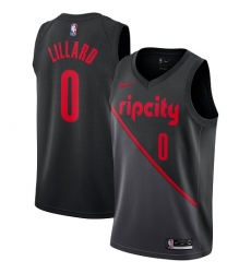 Women's Nike Portland Trail Blazers #0 Damian Lillard Swingman Black NBA Jersey - 2018 19 City Edition